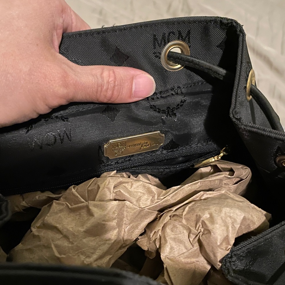 MCM Black Monogram Backpack with Gold-Tone Hardware - Picture 8 of 13